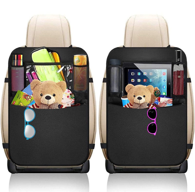 BLYPHOO Premium Backseat Organizer for Kids 2 Pack, Heavy Duty Waterproof and Stain Resistant Kick Mats Back Seat Protector, Durable Backseat Car Organizer with Tablet Holder+Storage - Image 1